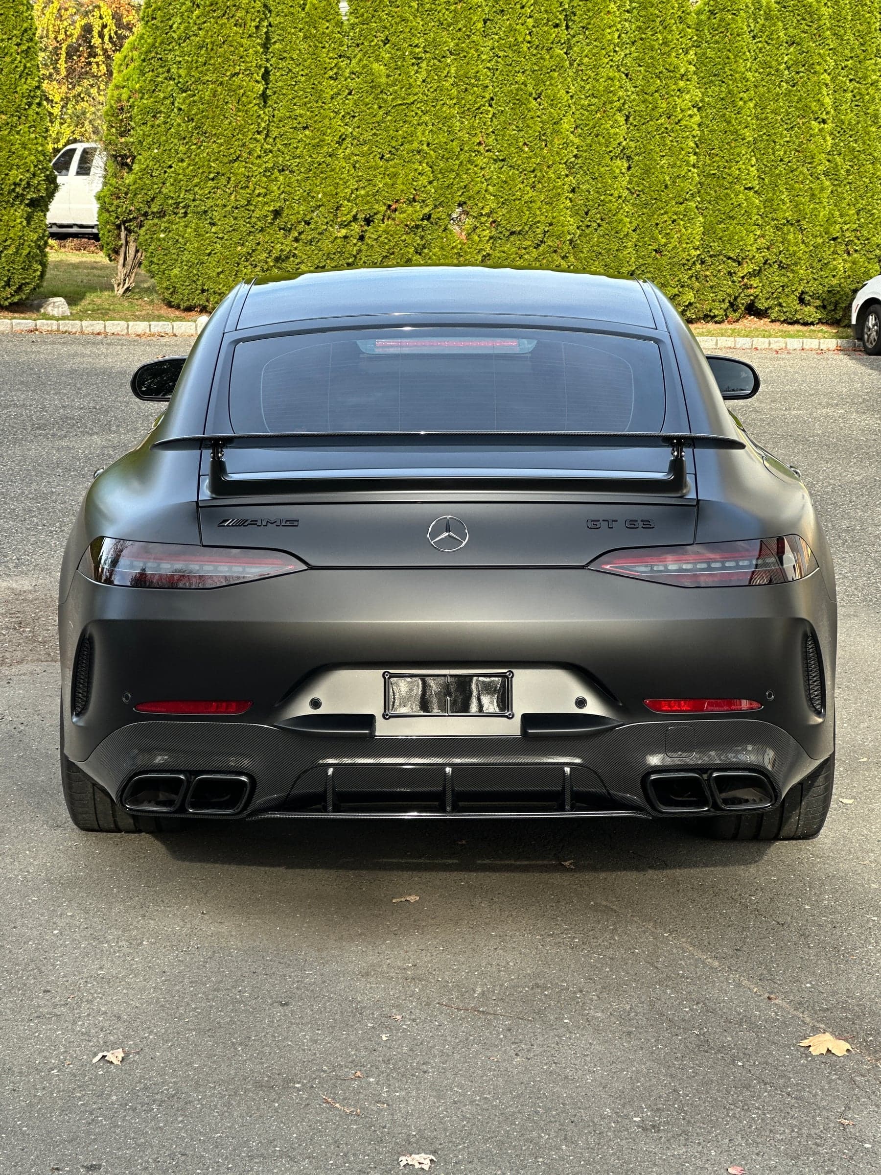 Rear view showing smoke lens film fitted around complex taillight contours